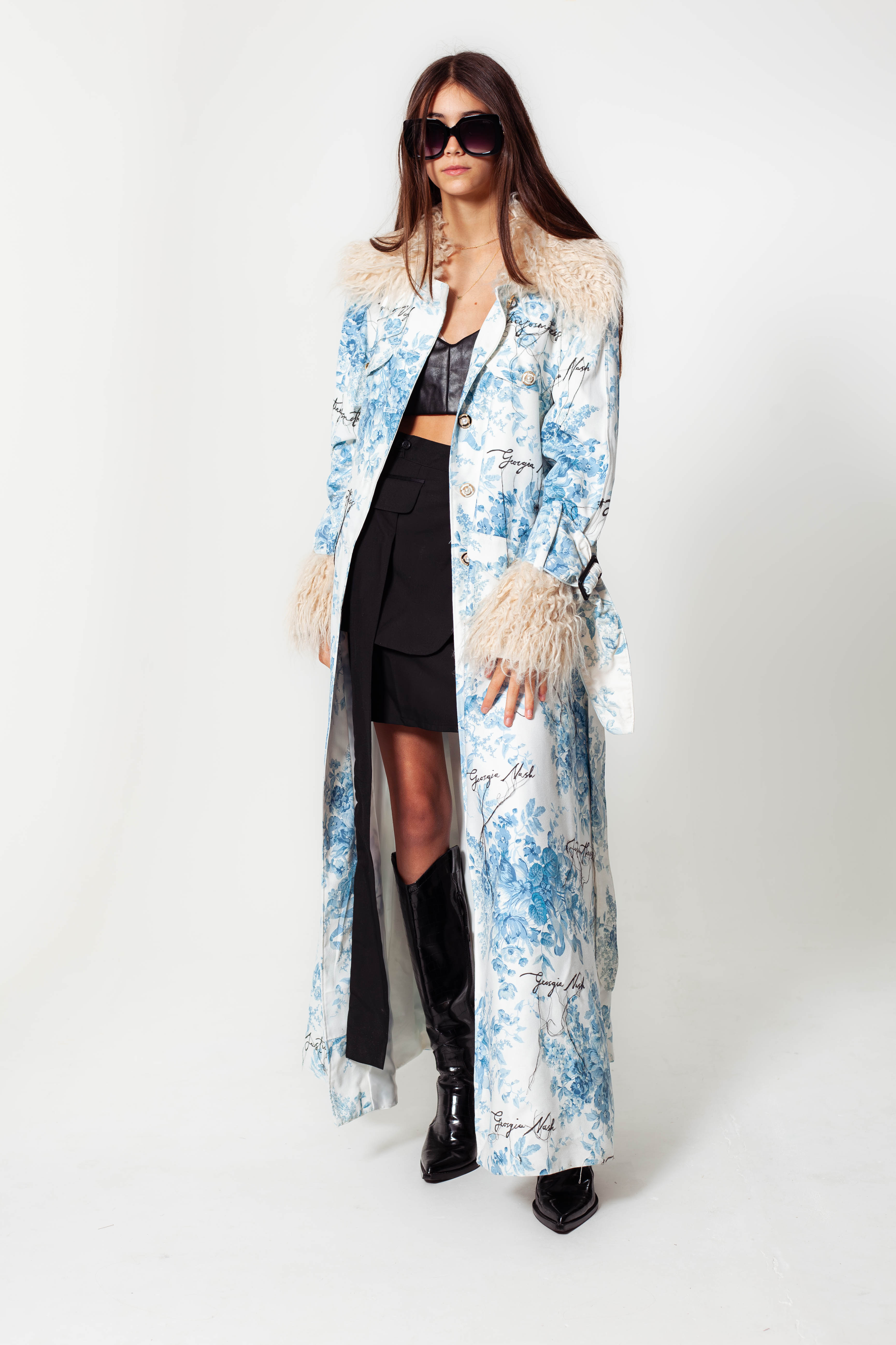 [JUSTICE FOR MOTHERS] Logo sheepskin collar and cuff Maxi coat